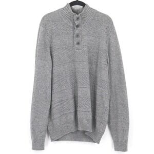 Marc Anthony Alpaca Blend Sweater L Mens Gray FIsherman Preppy Academia NWOT